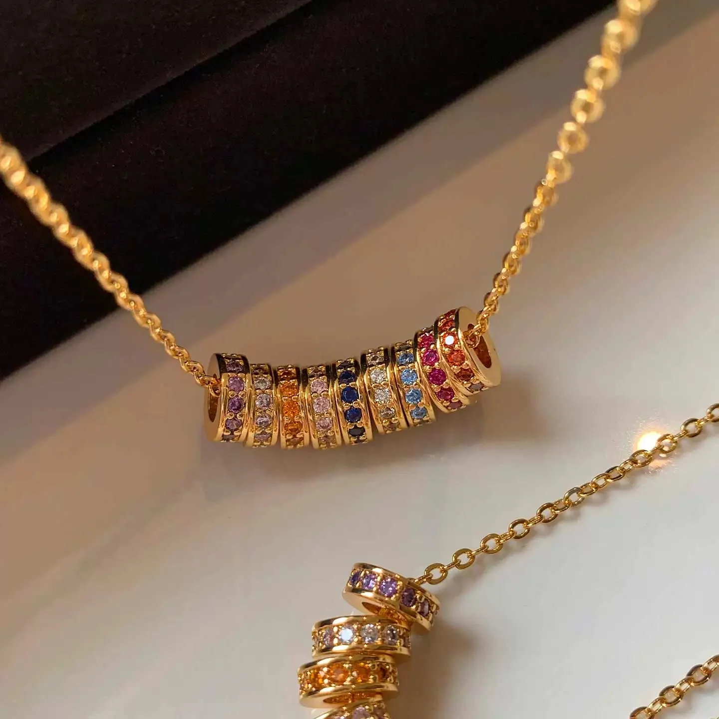 

Fashion Colorful Cubic Zirconia Pendant Necklace for Women Luxury Vintage Choker Zircon Jewelry Gift Party Daily Chain