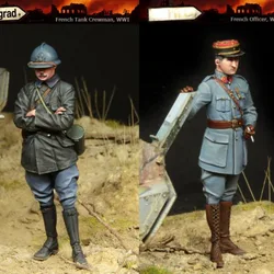 1/35 scale wwI French Tank Officer and Crew Historical  Miniature 2 Person Diorama Sculpture Unassembled Unpainted Free Shipping