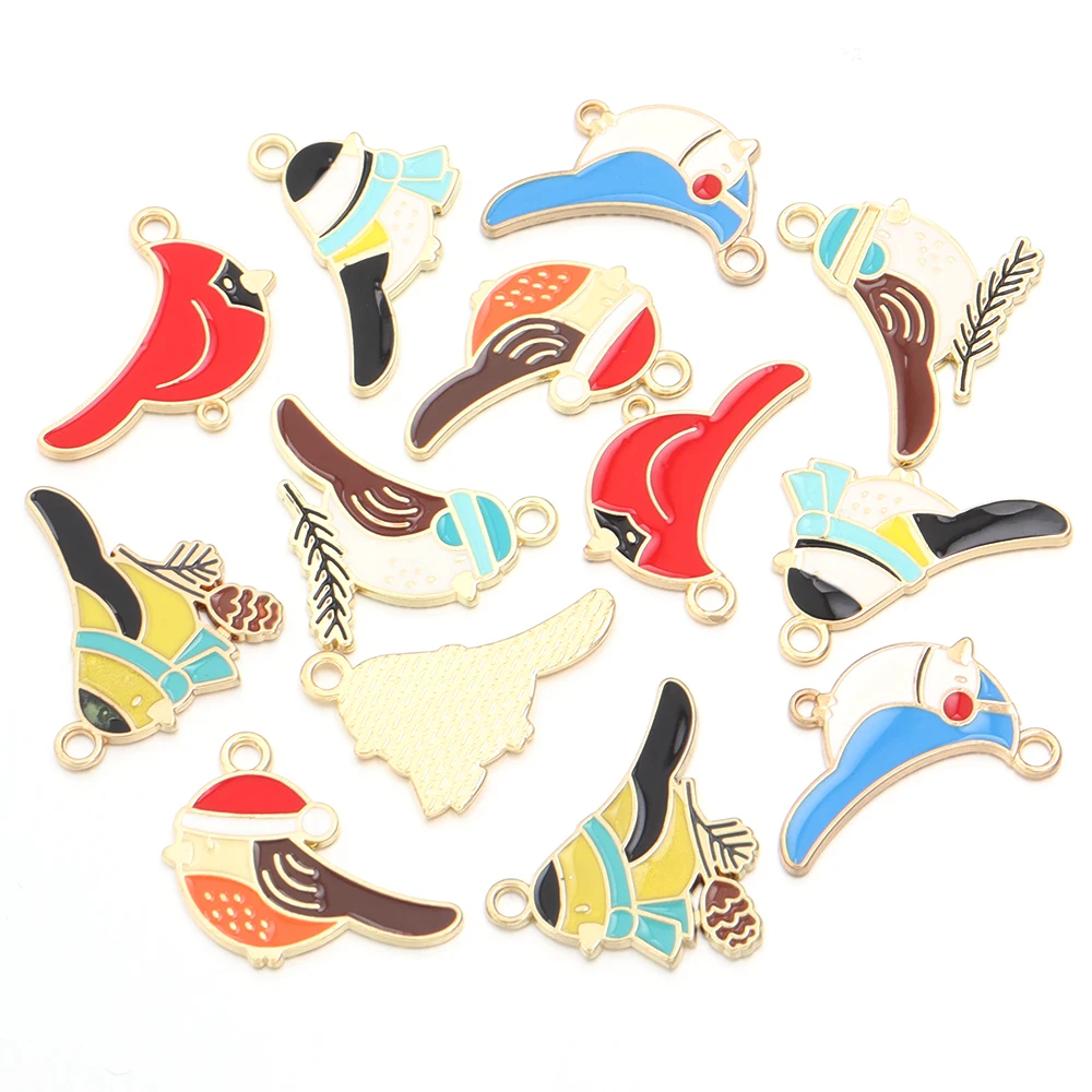 10Pcs Alloy Bird Series Charms Color Cute Dripping Oil Pendant Bead DIY Bracelet Necklace Keychain Jewelry Making Accessories