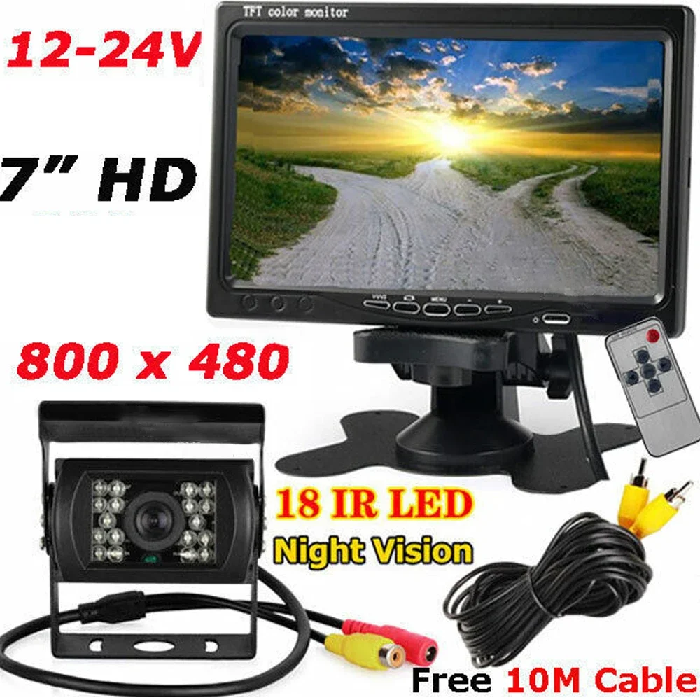 Kabelgebundene Rückfahrkamera und Monitor-Kit HD 7′′ TFT-LCD-Monitor Rückansicht-Parksystem für LKW/Auto/Wohnwagen/Anhänger/Wohnmobil/Wohnmobil Ca