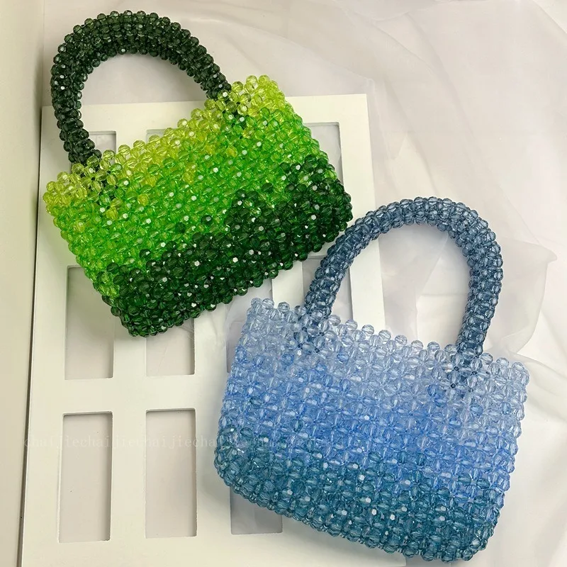 

Сумка ручной работы из бисера для женщин, изысканная ажурная сумочка с цветными вставками, плетеная вручную.