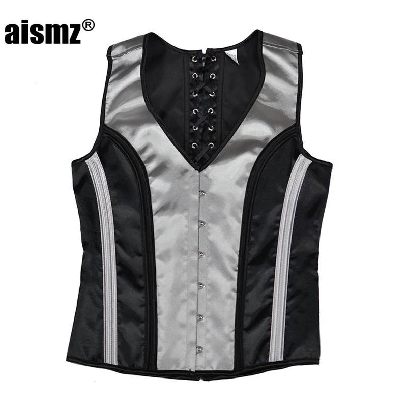 Aismz Corset Man Underwear Tank Top Shapewear Chest Binder Waistcoat Vest Jacket Steampunk Gothic Corset Men Shapers Plus Size