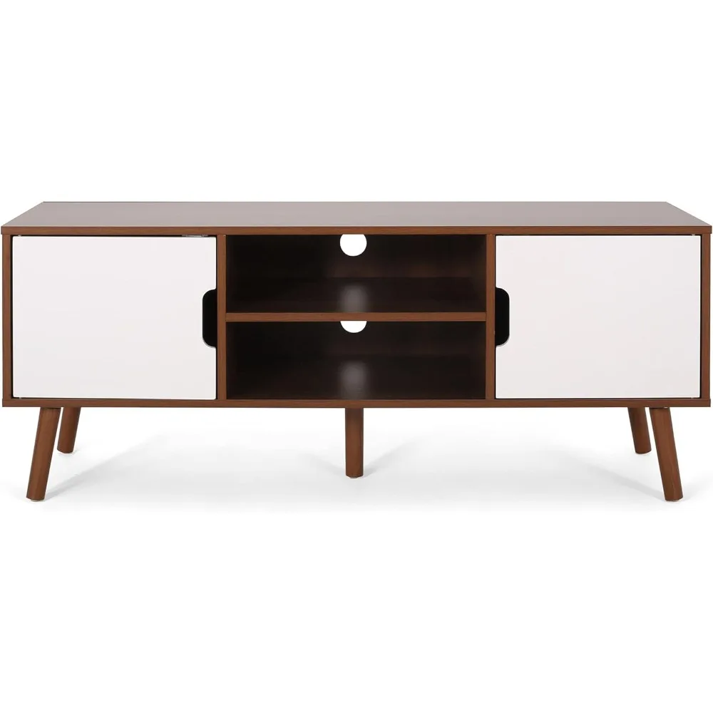 

Lena TV Stand with 2 Doors and 2 Shelves, Walnut, White