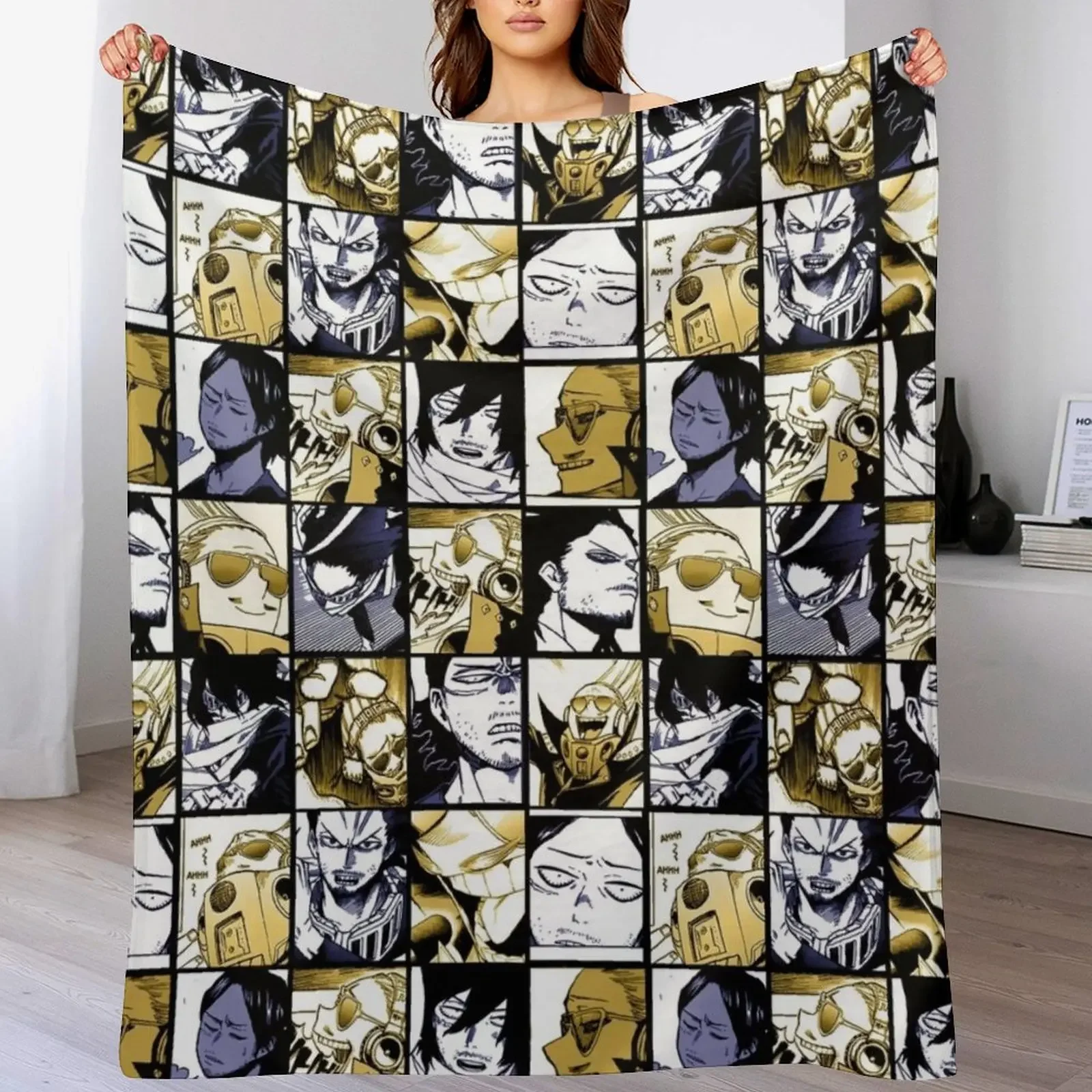 

Aizawa and Present Mic- Mix collage color version Throw Blanket Machine Washable Soft Warm Blanket