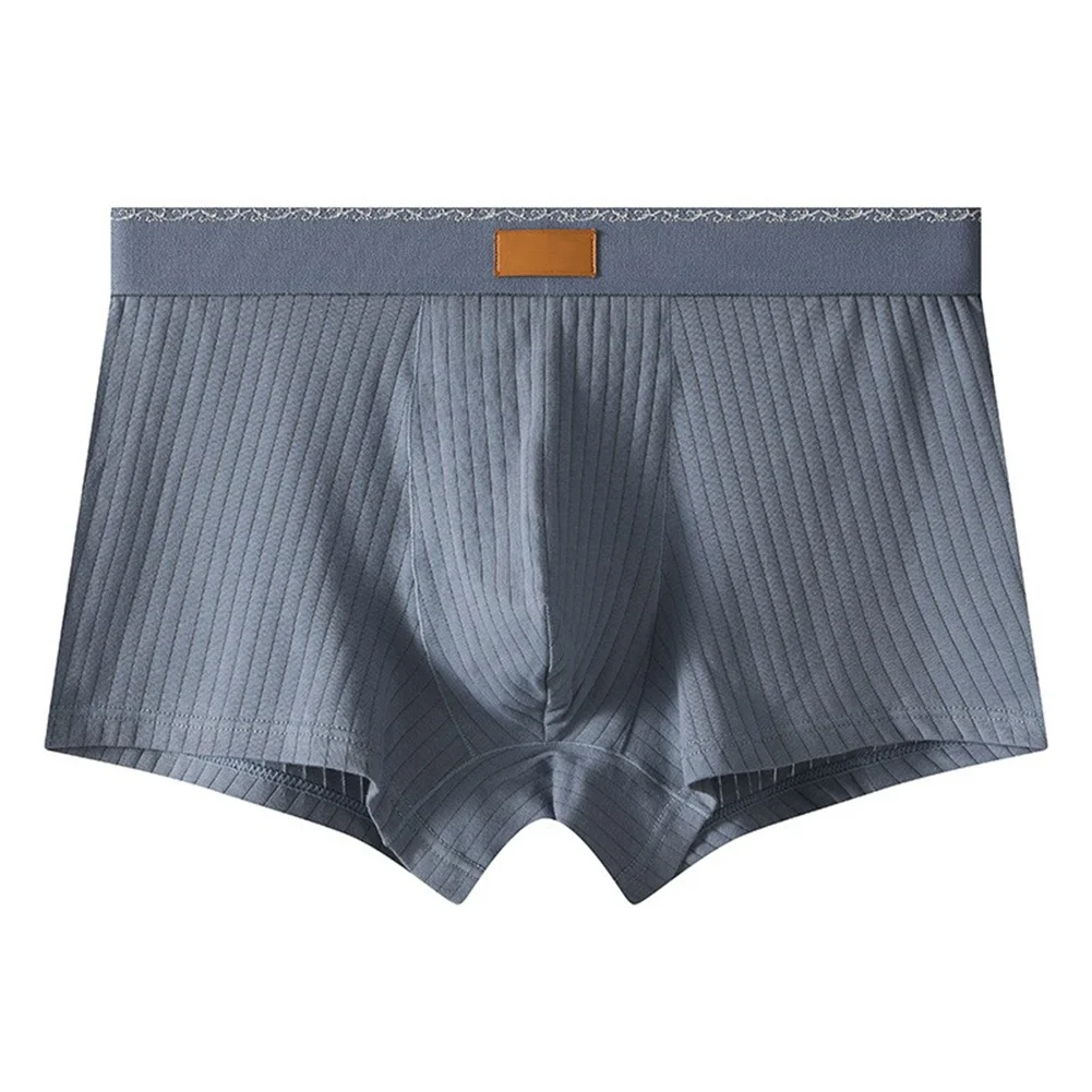 Fashion Ribbed Men Boxershorts Sleeping Shorts Middle Waist U Convex Pouch Soft Comfortable 95% Cotton Underwear