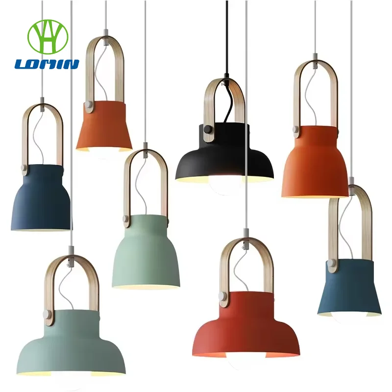 

Nordic Loft LED Iron Pendant Lights Macaron Restaurant Room Bedroom Pendant Lamp Home Indoor Kitchen Fixtures Lighting Luminaire