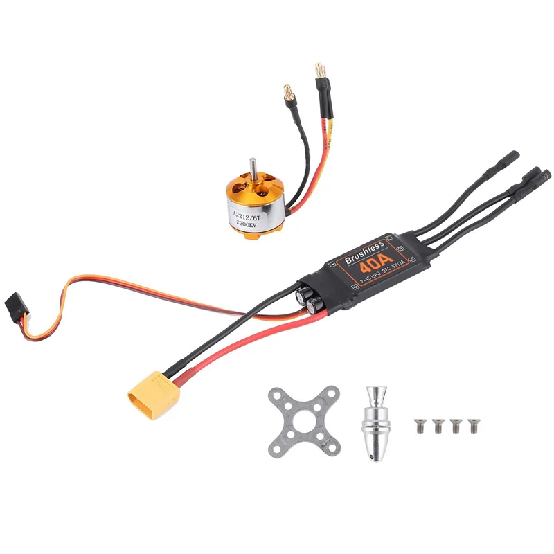 

2212 KV2200 Motor+40A Brushless ESC XT60 RC Motor ESC Set Metal+Plastic RC Motor ESC Set For Drone Helicopter
