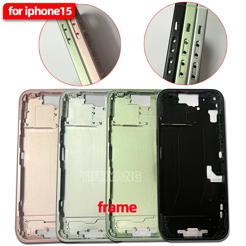 AAA Back Battery Glass Cover With frame Bezel For IPhone 15 15p 15pro 15plus max Rear Housing Replacement