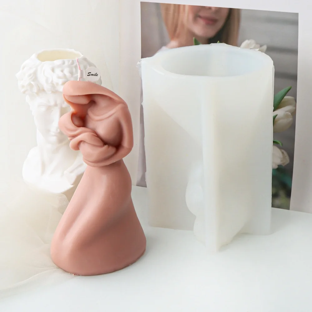 3D Virgin Mary Holds Baby Silicone Candle Mold DIY Christ Religious Statue of The Birth Plaster Resin Tools Mother's Day Gifts