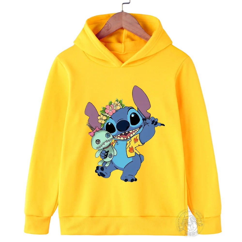 

Детская толстовка с принтом Disney Stitch Harajuku, осенняя уличная мода, пуловер для мальчиков и девочек, для спорта на открытом воздухе