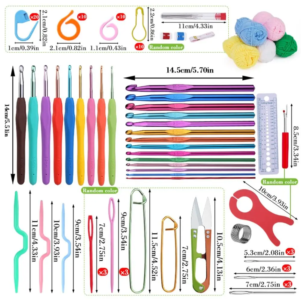 130PCS Portable Knitting Crochet Hook Set Professional Perfect Hand DIY Knitting Tools Full Sizes With Storage Bag