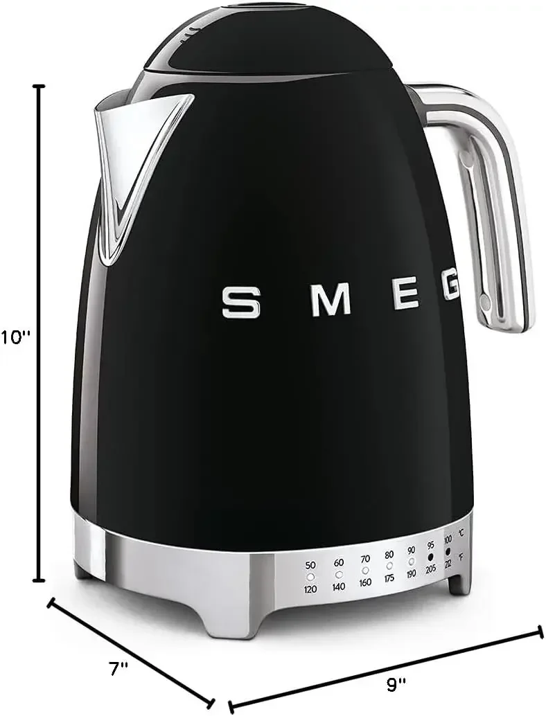 Smeg 50's Retro 7-kops roestvrijstalen waterkoker met variabele temperatuur en 7 temperatuurinstellingen, led-display, draaibaar