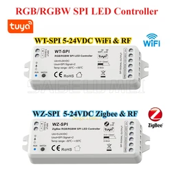 WT-SPI/WZ-SPI Tuya WiFi Zigbee+RF SPI LED Controller DC5V-24V WS2811 Ws2812 Ws2815 SK6812 RGB/RGBW LED Strip Pixel Modules Light