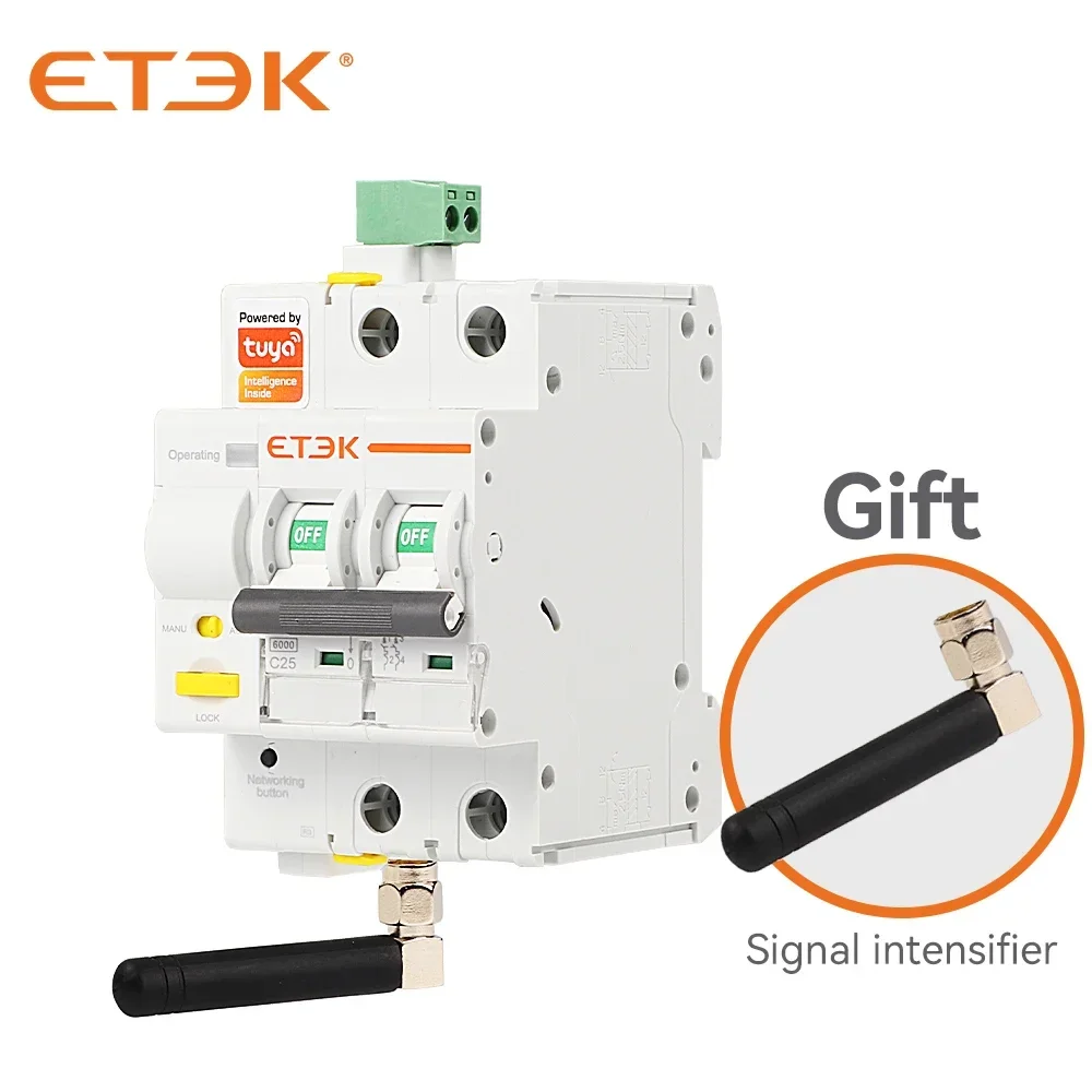 Imagem -06 - Etek-tuya Wifi Disjuntor Inteligente Mcb Controle Remoto Proteção contra Curto-circuito Cronometrado 2p 16a 25a 32a 40a 63a Ekm3