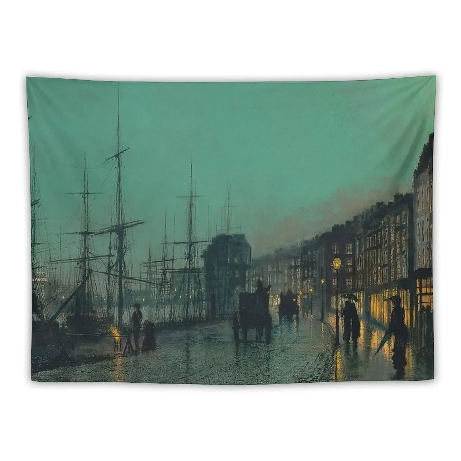 Shipping on the Clyde - John Atkinson Grimshaw Tapestry Wall Decor Hanging Aesthetics For Room Tapestry