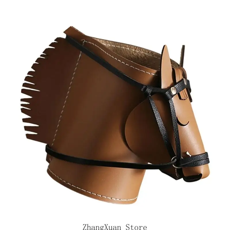 Horse Head Desk Catchall Aufbewahrungsbehälter in Lederoptik mit genähter Verzierung für Büroschreibtisch, Eingangstisch oder – Detail 3