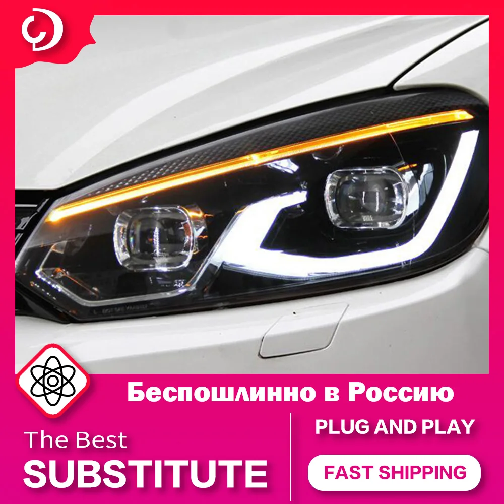 

Headlights for VW Golf 6 Golf6 R20 MK6 2009-2012 LED DRL Head Lamp Led Projector Bi Xenon Bulb Fog Lights Car Accessory Golf6