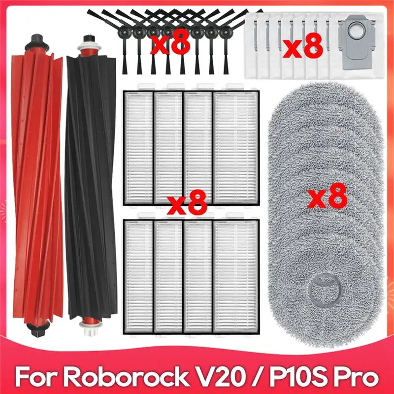 AS60-For Roborock Qrevo Master / Qrevo Slim Roller Side Brush Hepa Filter Mop Cloth Dust Bags Accessory Parts