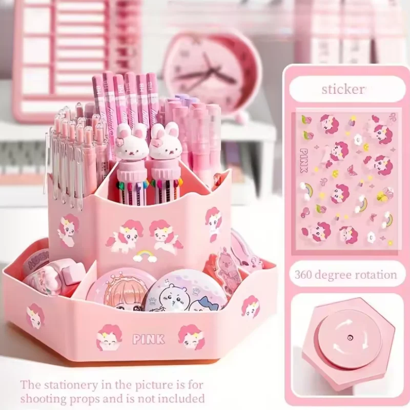 Rotating Pen Holder Multi-Functional Large-Capacity Desktop Stationery And Cosmetic Storage Box High-End Office Pen Holder