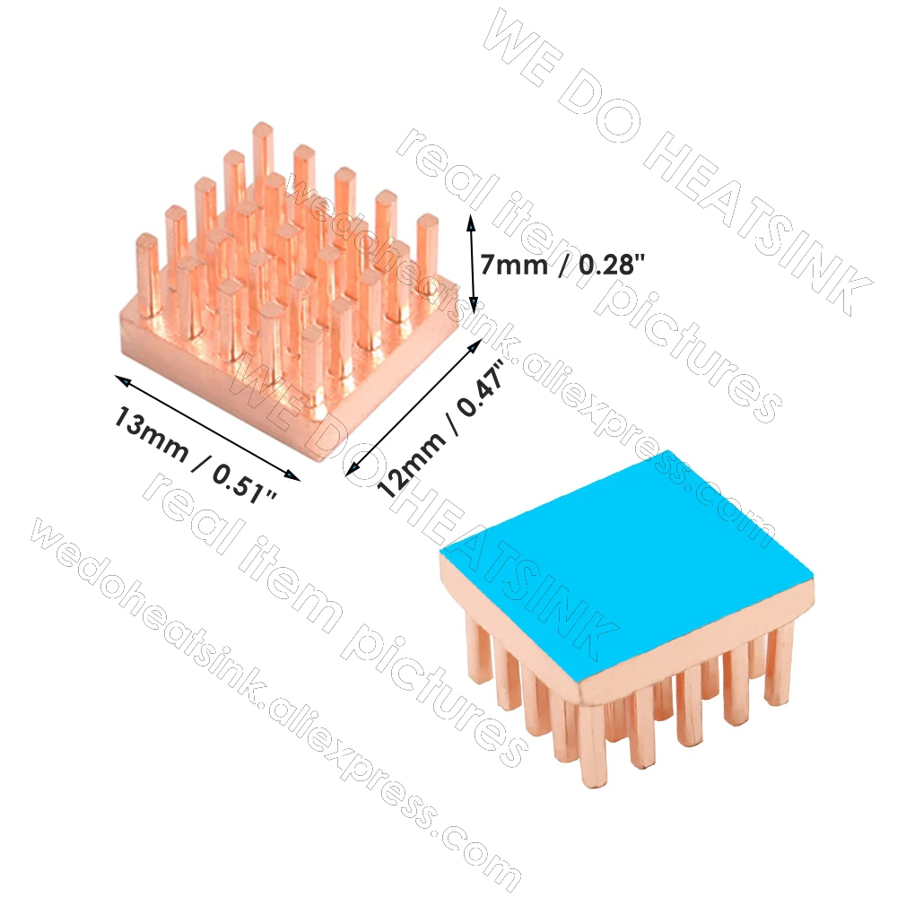 100% Pure Copper 13*12*7mm Pin Fins Copper Heatsink Back Radiator Cooler For VGA GPU DDR DDR2 DDR3 RAM Memory IC Chipset