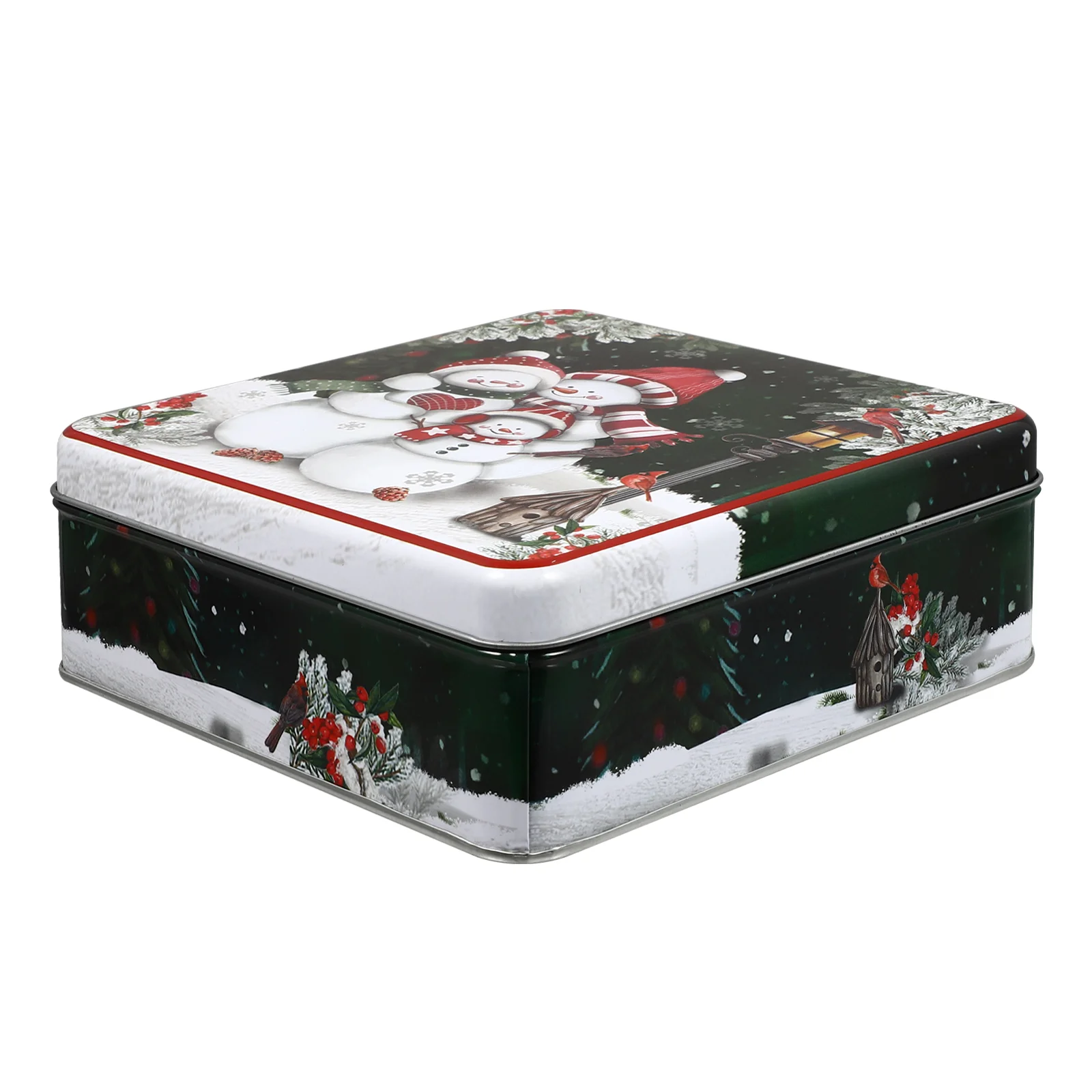 Cookie Containers with Lids Biscuit Box Gift Boxes Candy Case for Giving White Iron Xmas Holder Christmas Tins