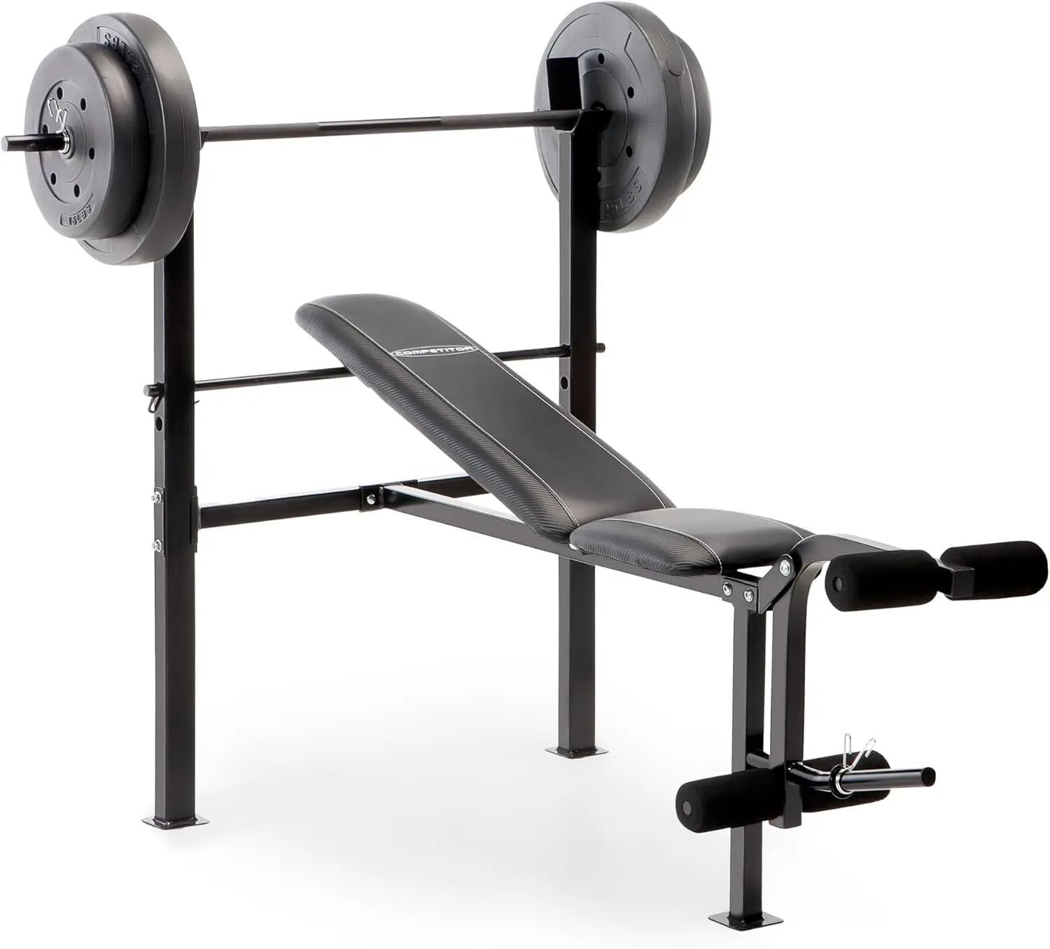 Standard Weight Bench with 80lbs to 100 lbs Vinyl-Coated Weight Set for Strength Training, Weight Lifting for Personal Home Gym