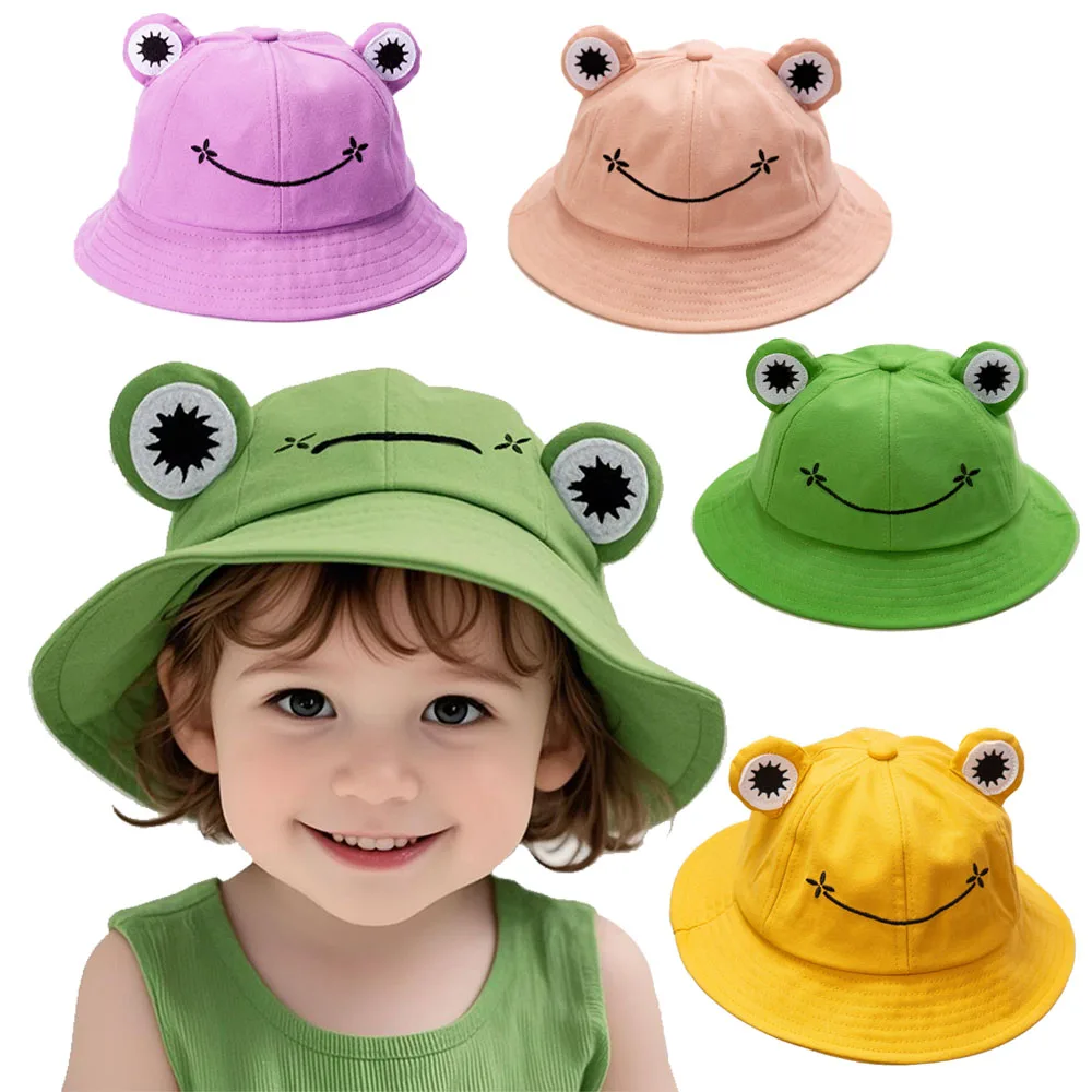 

Cartoon Frog Fisherman Bucket Sun Hat Spring Autumn Kids 4-12 Years UV Protection Lightweight 52-54cm Outdoor Travel Accessories