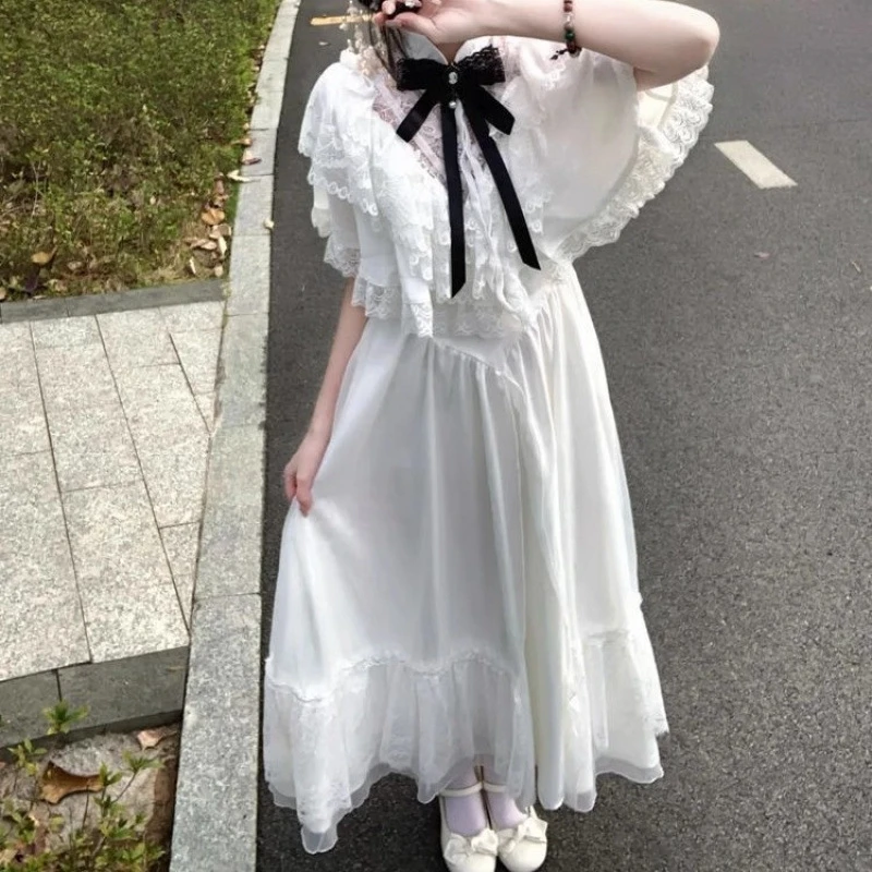 Licaboth Retro Fugitive Princess Dress, Court Style Vintage Satin Dress, Super Fairy Long Dress