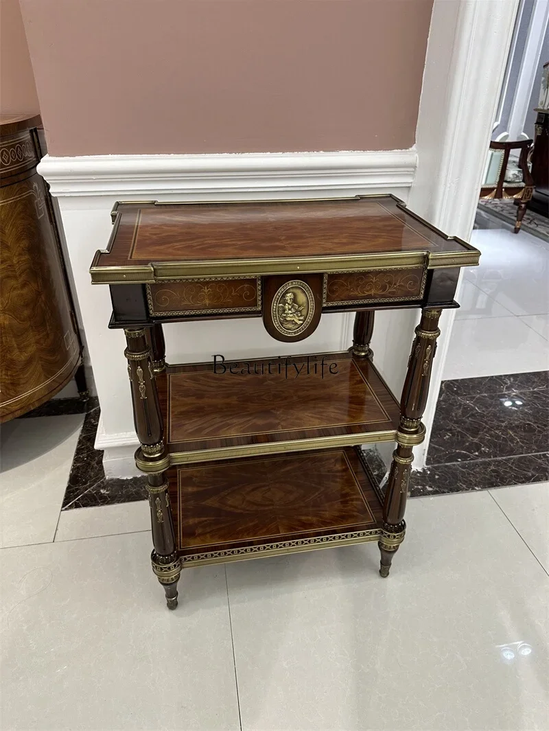 

ls 35European-Style Solid Wood Rectangular Corner Table Living Room Sofa Side Table Bedside Table Flower Stand