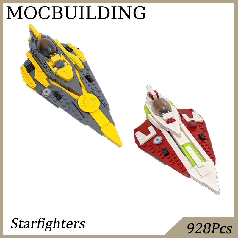 2 SETS Delta-7 Fighter Model Spaceship MOC Building Blocks Display Construction Toys Birthday Gift Collection Christmas Presents