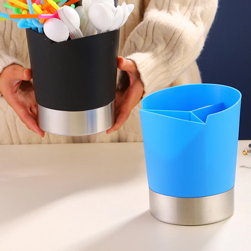 

Stainless Steel 3 Compartment Straw Box Kitchen Counter Utensil Holder Multi grid Cutlery Storage Container Plastic Chopstick