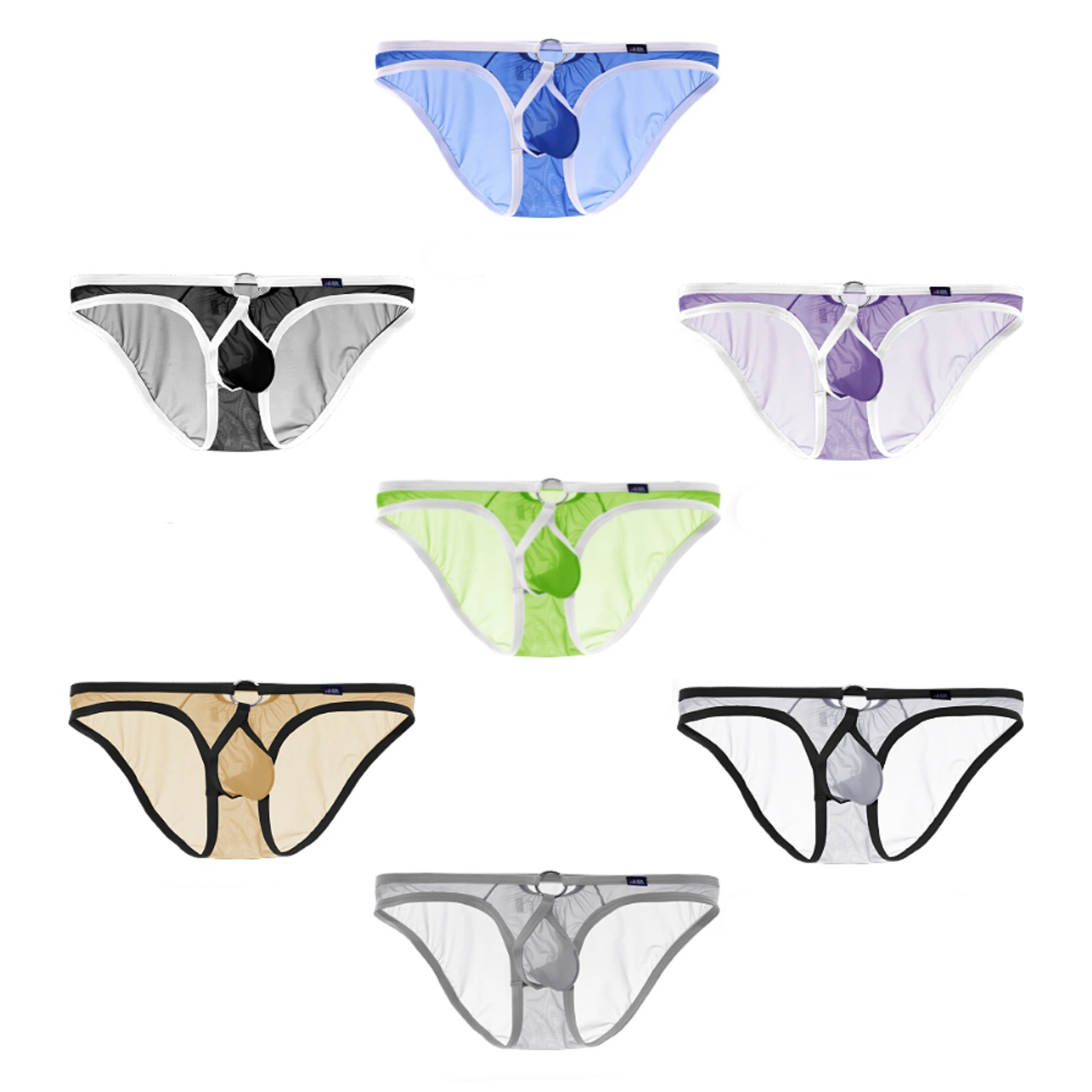 Men's underwear triangle underpants sexy low waist ultra-thin high cross tight single layer U convex briefs