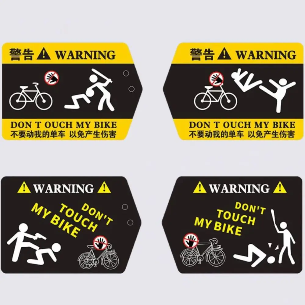 Water Proof Bicycle Warning License Plates Banning Modify Bicycle Pendants Graffiti Don't Touch My Bike Plastic Bike Accessories