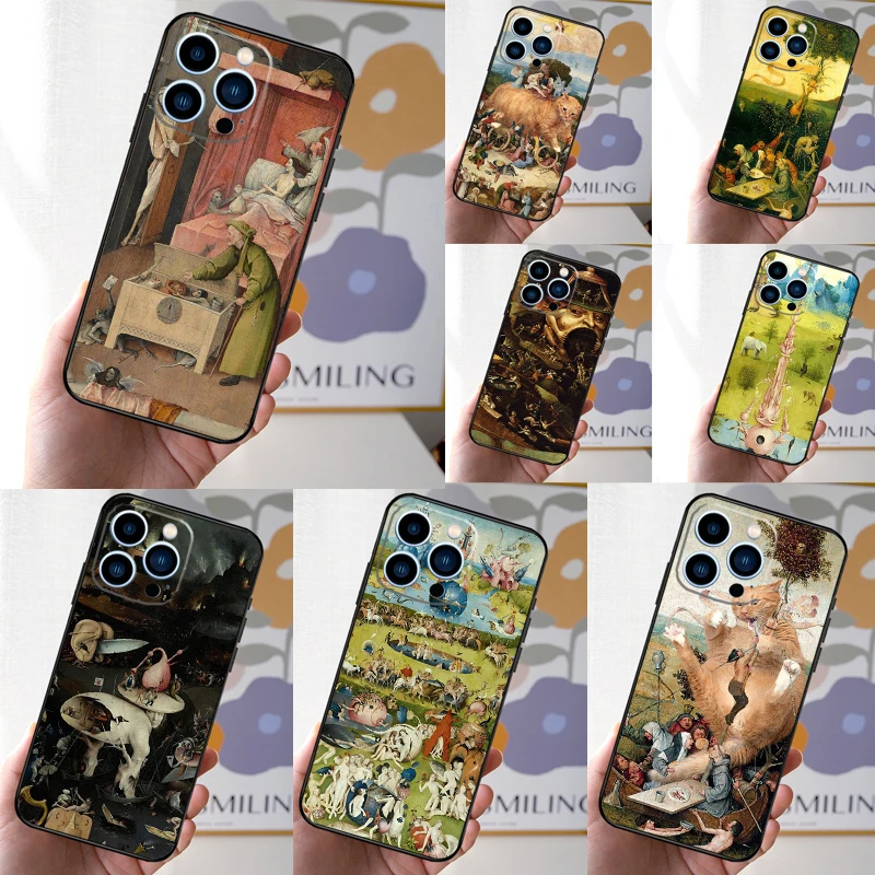 Hieronymus Bosch Art Painting Case For iPhone 16 15 14 13 12 11 Pro Max Mini Cover X XR XS 8 7 14 16 15 Plus Accessories