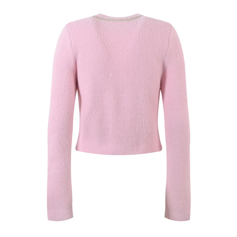 Set parigino in maglia a cuore - Top con fiocco in rilievo e gonna a pieghe - Completo primaverile pastello - Miscela di viscosa elastica - Abito da tè da donna
