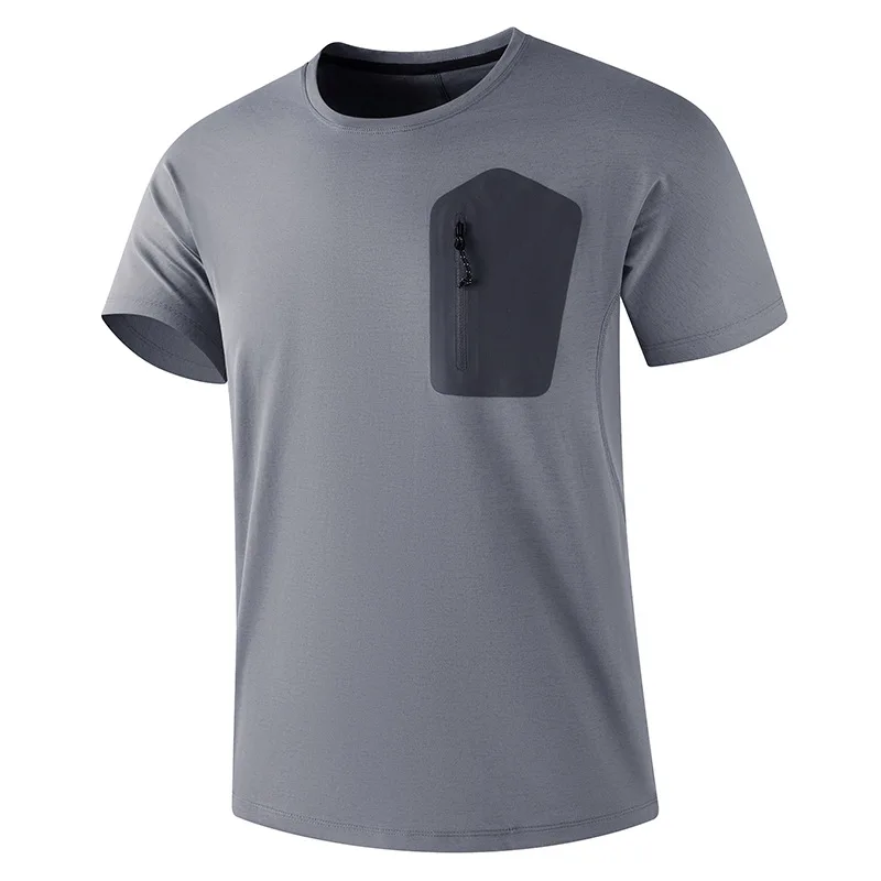 Brand Male Running T-shirt Summer Breathable Wear-Resistant Fitness Sports T-shirt Outdoor Lightweight Jogging Gym Sportswear