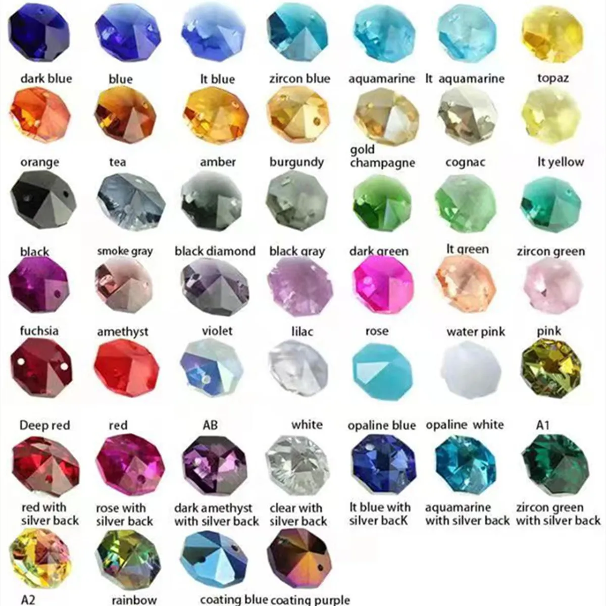 All Colors 14mm Crystal Glass Octagon Beads Chains 1m Hanging Strand Garlands for Curtain Decor Home Wedding FengShui Decoration