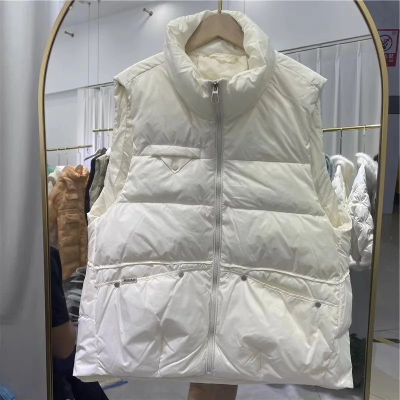 

plus Size 300 Pounds Warm Stand Collar Vest Casual Loose Thickened Sleeveless Outerwear for Women Winter Fashion Trendy