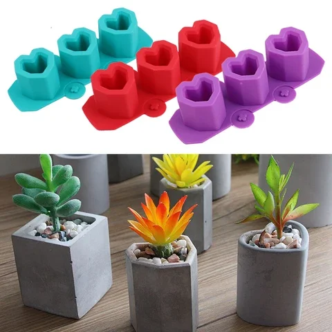 

New Design Heart Silicone Flowerpot Mold DIY Succulent Cement Pot Candlestick Making Manual Clay Craft Gypsum Concrete Plant Pot