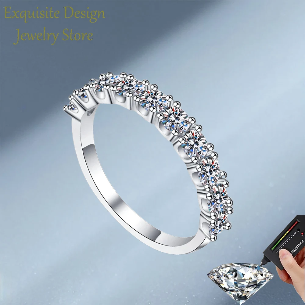 

Exquisite Design Platinum PT950 One Line 0.6/1 CT Ten Moissanite Rings for Women, Minimalist and Versatile Designer Ring Jewelry