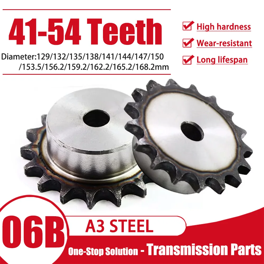 1Pcs A3 Steel 3-Pitch 06B Specification Single-Row Sprocket with Flange 41/42/43-54 Teeth for Mechanical Equipment