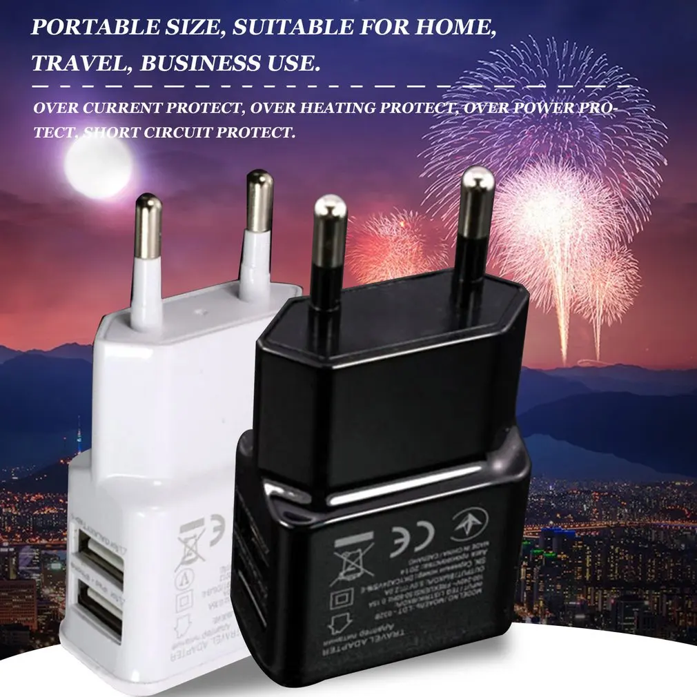 Power Adapter 1A Portable Dual USB Mobile Phone Charger Electrical Socket Smartphone Travel Clever Matching Plug Charger Adapter