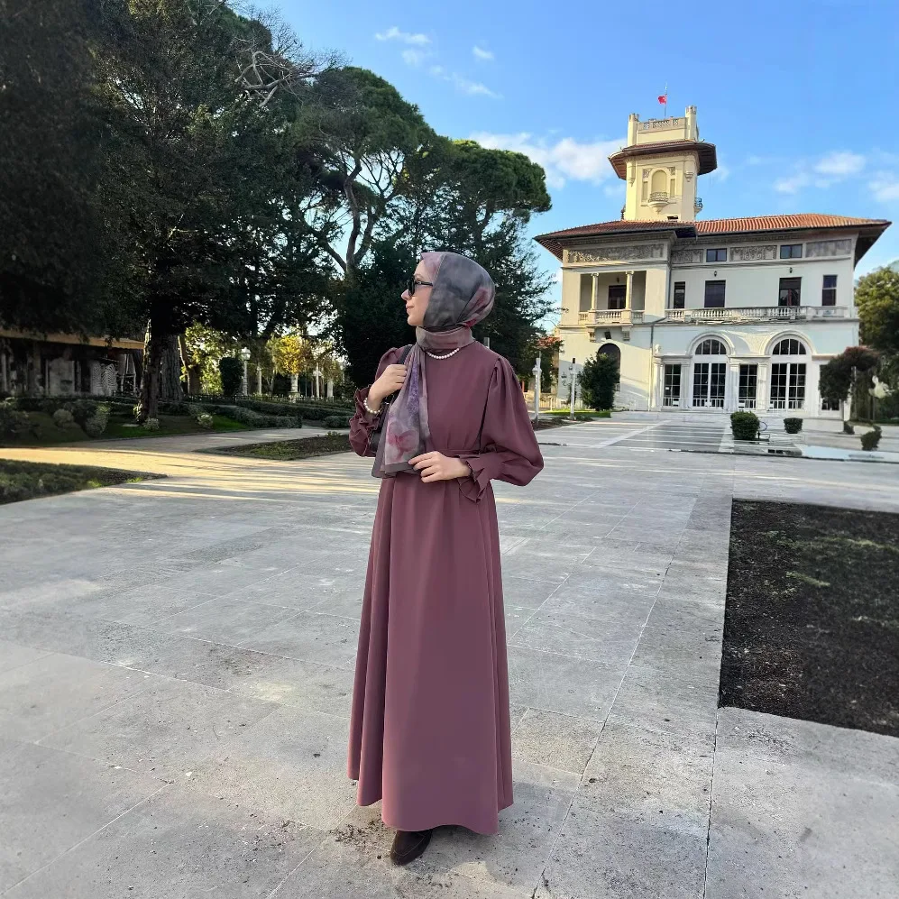 

2026 Eid Mubarak Solid Dress Women Muslim Abaya Khimar Jilbab Kebaya Ramadan Kaftan Robe Hijab Dresses Kimono Islamic Clothing