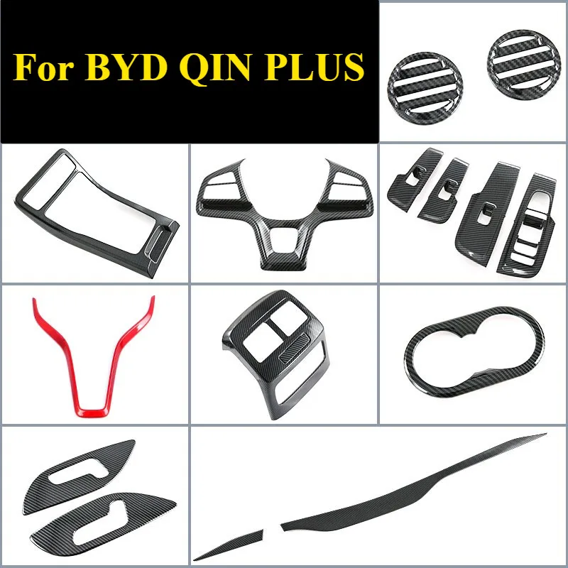 For BYD QIN PLUS Interior Handle Steering Trim Shift Knob Vent Cover & Console Trim Kit Complete Cabin Accent Set
