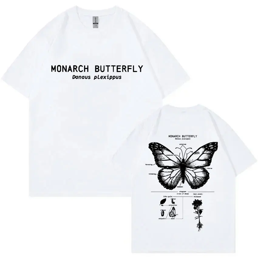 

Monarch Butterfly Anatomy Graphic T-shirt Men Women Casual Oversized Funny Short Sleeve T Shirts Men's Vintage Cotton T-shirts