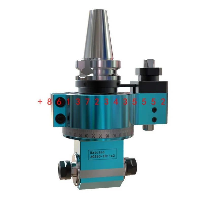 Lightweight 90 degree right angle dual output side milling head BT30 ER11 16 20 angle head small CNC milling head