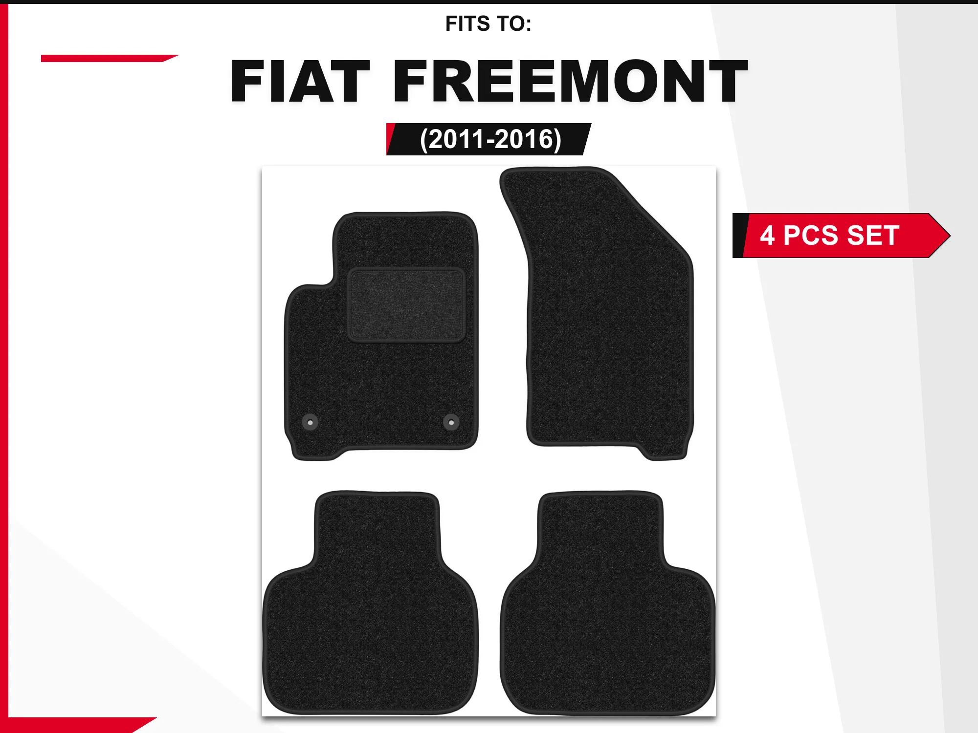 Image of Anthrazitfarbene Velourmatten für: Fiat Freemont 2011-2016 Crossover, 4 Stück