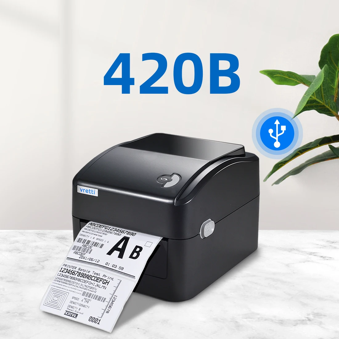 

Vretti 420B USB Direct Thermal Label Printer Shipping Express Supermarket Barcode Printer For Label Sticker Paper Printing