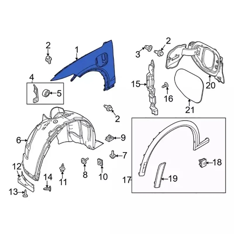 2021 to 2024 Mustang Mach-E Hot Selling Replaced Aluminum Front Fenders LJ8Z-16006-A LJ8Z-16005-A LJ8Z16006A LJ8Z16005A 3