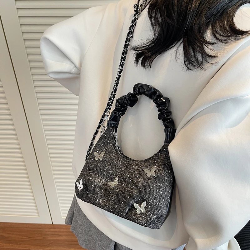 Trendy Fashion Versatile Women's Butterfly PU Leather Single Shoulder Crossbody Bag Simple Casual Commuting Storage Bags